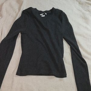 rib grey long sleeve tee